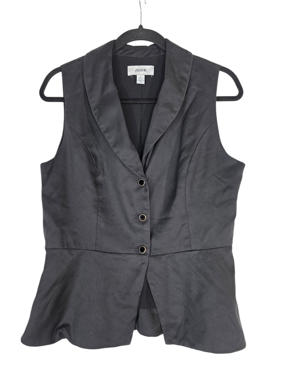 Jason Wu Black Peplum Button-Front Vest